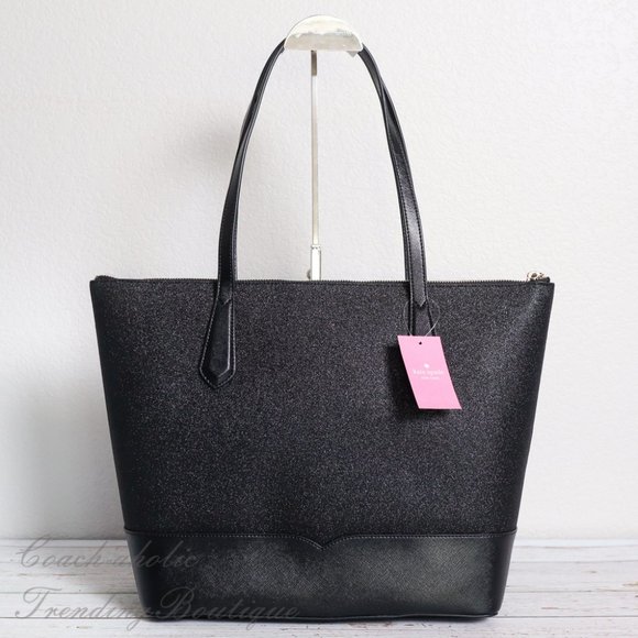 NWT Kate Spade Lola Glitter Tote in Black - Picture 6 of 10